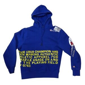 Champion Reverse Weave Behind The Label 1919 Graphic Hoodie Royal Blue Size M